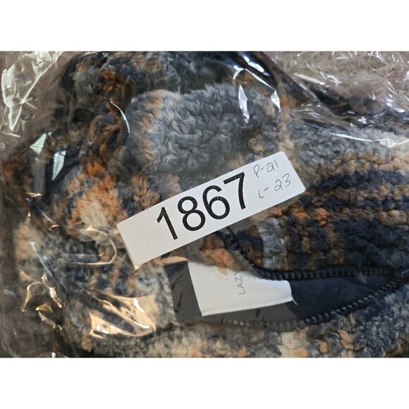 Lazy Sunday Womens Plaid Sherpa Fleece Pullover Jacket Large warm cozy cottageco - Picture 7 of 7